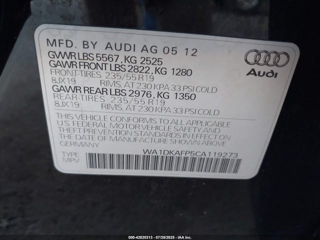 2012 AUDI Q5 WA1DKAFP5CA119273 Photo 8