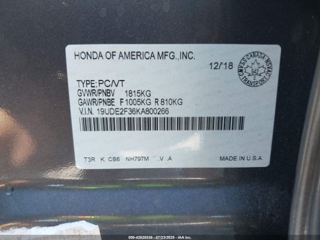 2019 ACURA ILX 19UDE2F36KA800266 Photo 8