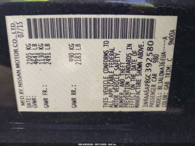 Nissan 2016 2016 1N4AA6AP8GC392580 Image 9