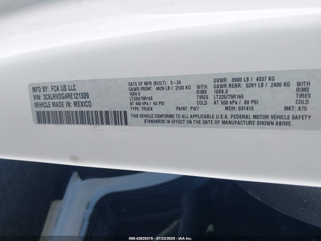3C6LRVDG4RE121309 RAM 2024