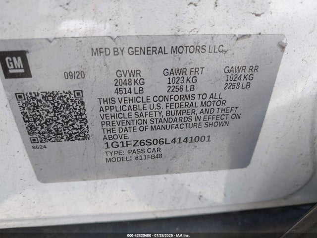 1G1FZ6S06L4141001 Chevrolet 2020