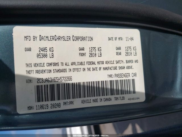 2005 CHRYSLER 300C 2C3JA63H65H572266 Photo 8