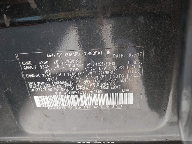 Subaru u4 2018 4S4BSETC1J3200855 Image 9