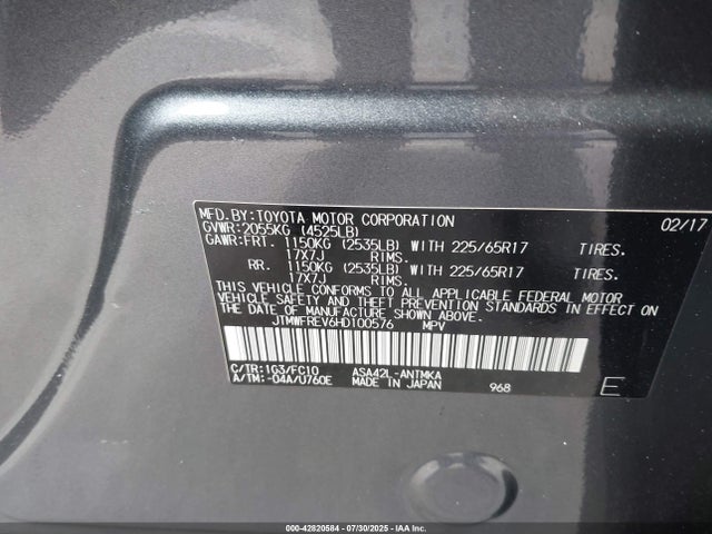 Toyota 2ar-fe 2017 JTMWFREV6HD100576 Image 9