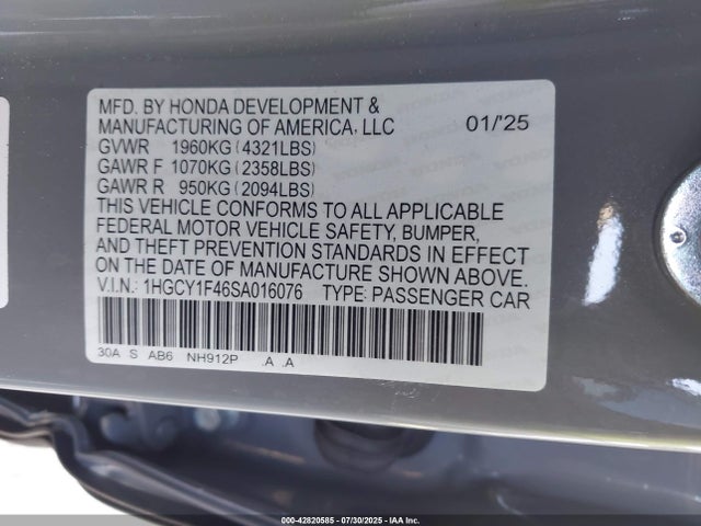 Honda ACCORD SE 2025 1HGCY1F46SA016076 Image 9