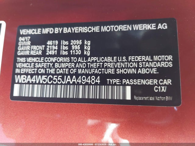WBA4W5C55JAA49484 BMW 2018