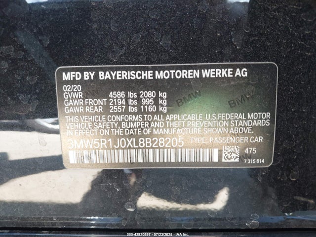 3MW5R1J0XL8B28205 BMW 330I