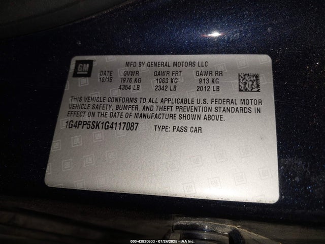 1G4PP5SK1G4117087 Buick lea - gas/alc, sidi, alum, ho