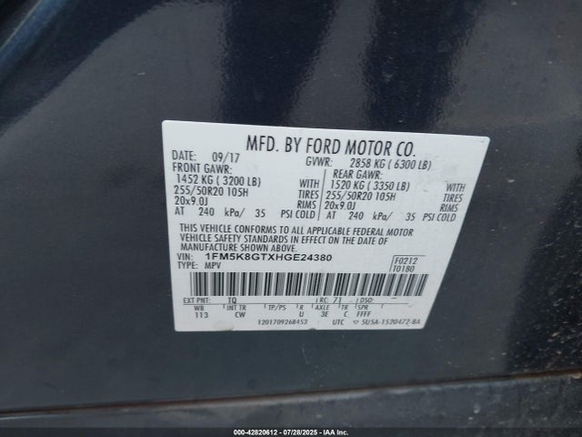 1FM5K8GTXHGE24380 Ford 3.5l gtdi