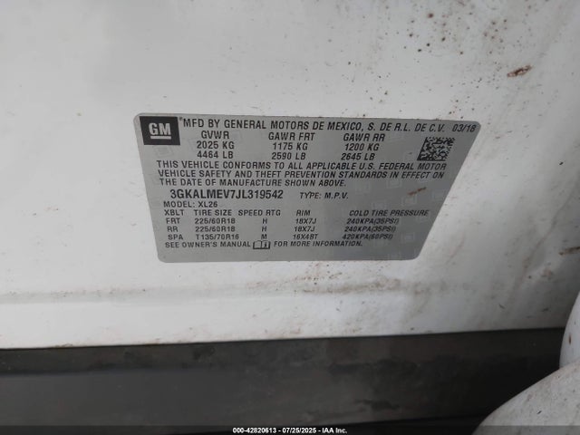 3GKALMEV7JL319542 GMC lyx - direct injection, vvt, fgt, turbo, alum, gen 1