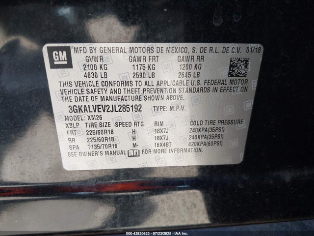3GKALVEV2JL285192 GMC lyx - direct injection, vvt, fgt, turbo, alum, gen 1