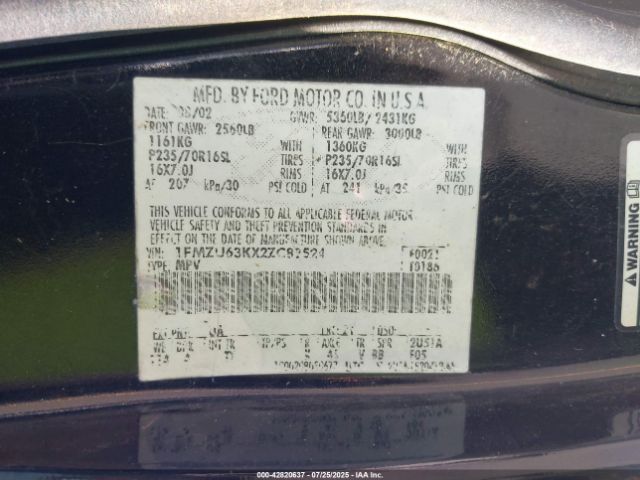 2002 FORD EXPLORER 1FMZU63KX2ZC89524 Photo 8