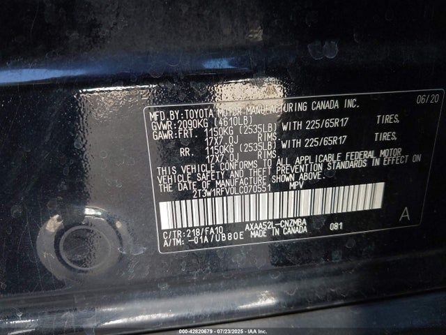 Toyota a25a-fks 2020 2T3W1RFV0LC070551 Image 9