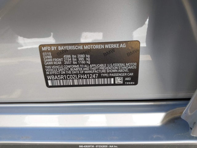 BMW 330I 2020 WBA5R1C02LFH41247 Image 9