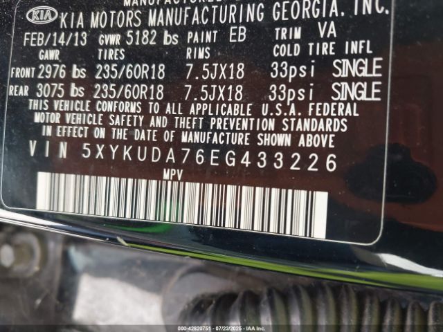 2014 KIA SORENTO 5XYKUDA76EG433226 Photo 8