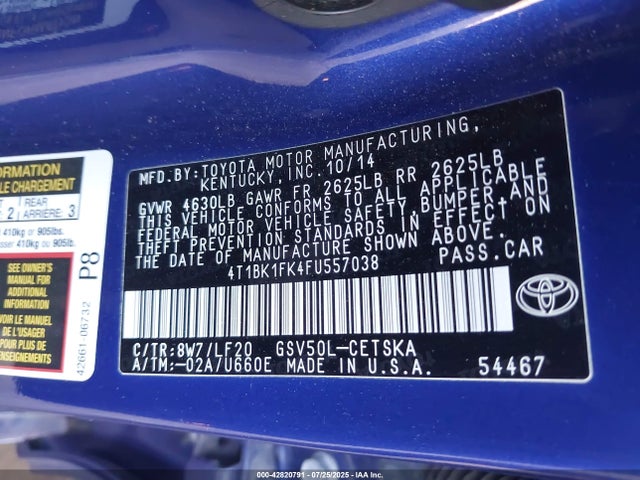 4T1BK1FK4FU557038 Toyota 2gr-fe