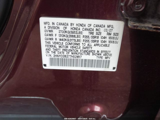 2007 ACURA MDX 2HNYD28377H531617 Photo 8