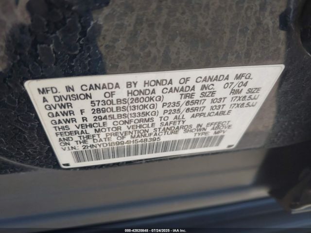 2004 ACURA MDX 2HNYD18994H548395 Photo 8