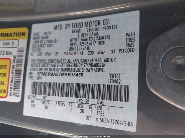 Ford dragon 2021 3FMCR9A67MRB18459 Image 9