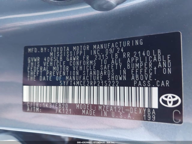 5YFT4MCE2RP215222 Toyota m20a-fks