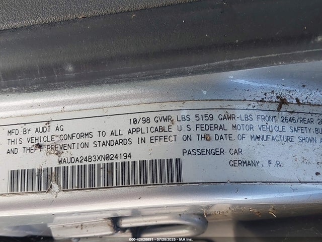 1999 AUDI A6 WAUDA24B3XN024194 Photo 8
