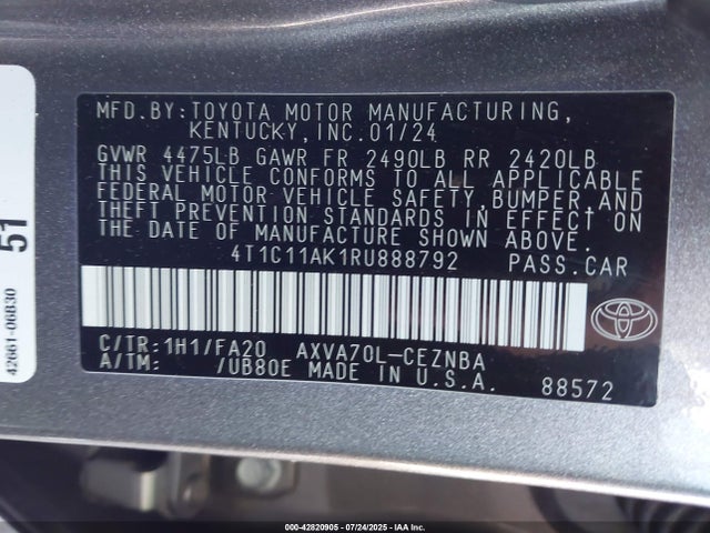 4T1C11AK1RU888792 Toyota CAMRY LE