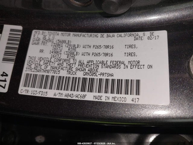 3TMCZ5AN7HM077015 Toyota 2gr-fks