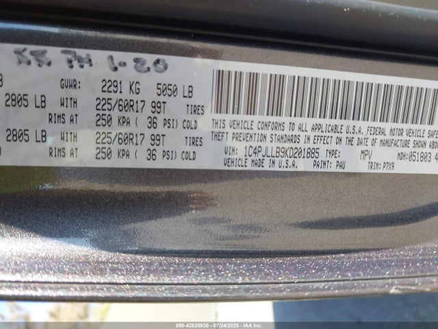 Jeep Cherokee 2019 1C4PJLLB9KD201885 Image 9