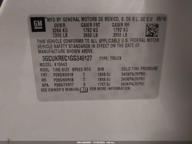 3GCUKREC1GG349127 Chevrolet Silverado