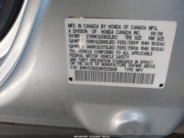2009 ACURA MDX 2HNYD28229H523936 Photo 8