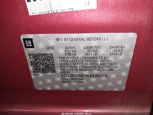 Chevrolet luv - mfi, variable valve timing, alum, e85 max 2019 1G1JD5SB7K4120175 Image 9