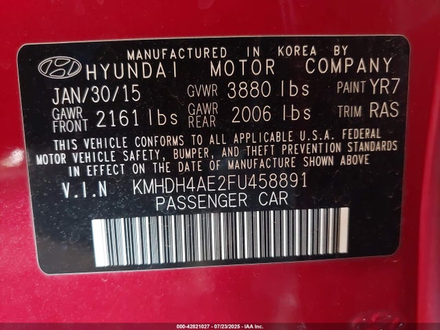 Hyundai dohc mpi nu 2015 KMHDH4AE2FU458891 Image 9