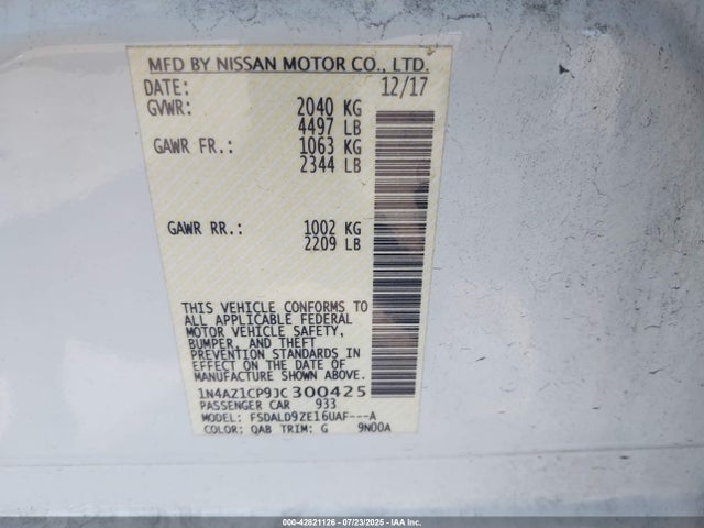 1N4AZ1CP9JC300425 Nissan 2018