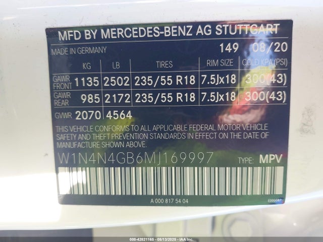 W1N4N4GB6MJ169997 Mercedes-Benz m260