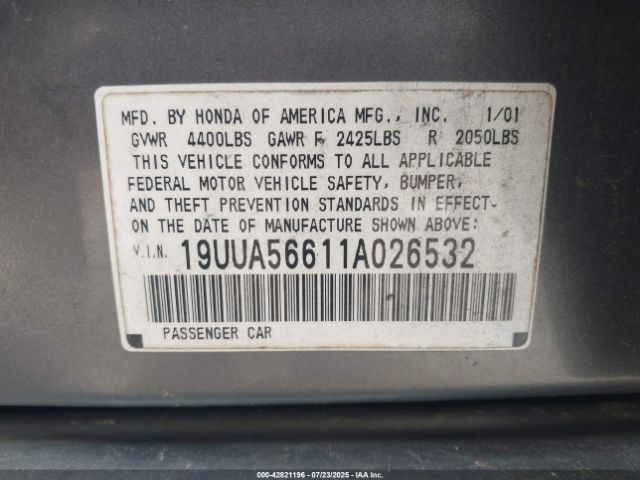 2001 ACURA TL 19UUA56611A026532 Photo 8