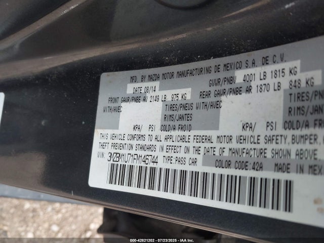 3MZBM1U71FM146744 Mazda pe