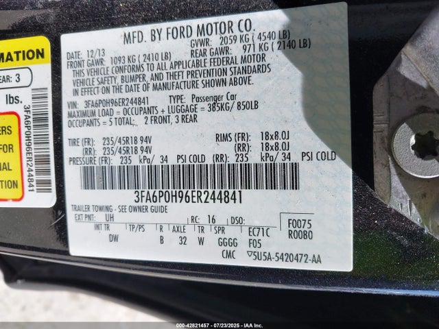 Ford 2014 2014 3FA6P0H96ER244841 Image 9