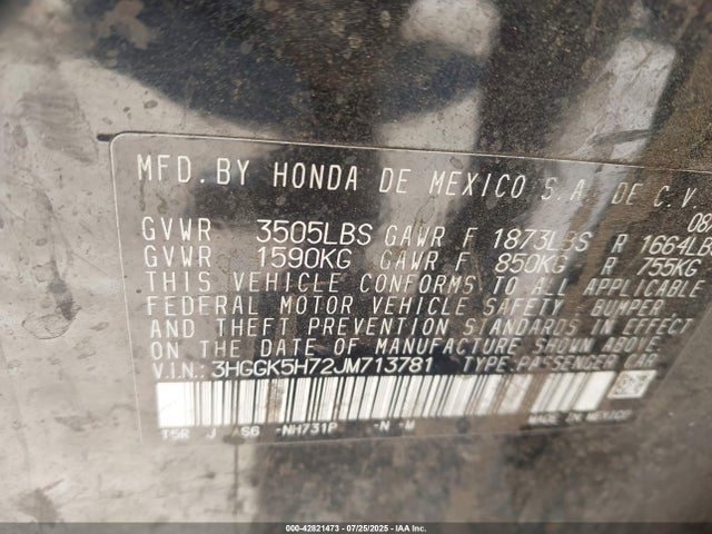 3HGGK5H72JM713781 Honda l15b1