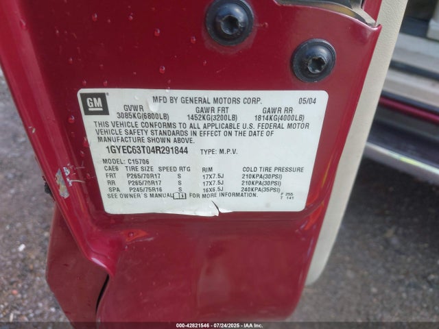 2004 CADILLAC ESCALADE 1GYEC63T04R291844 Photo 8