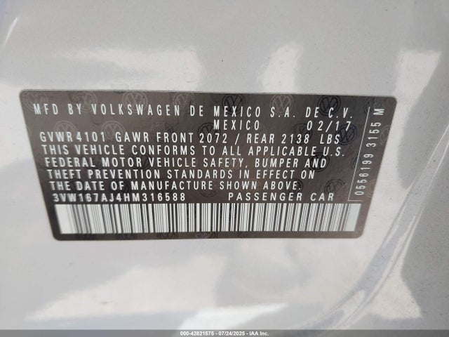 3VW167AJ4HM316588 Volkswagen 1.4 tsi