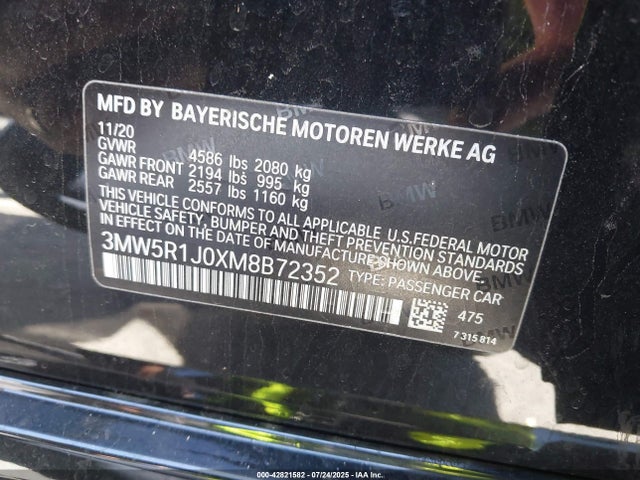 3MW5R1J0XM8B72352 BMW 330I