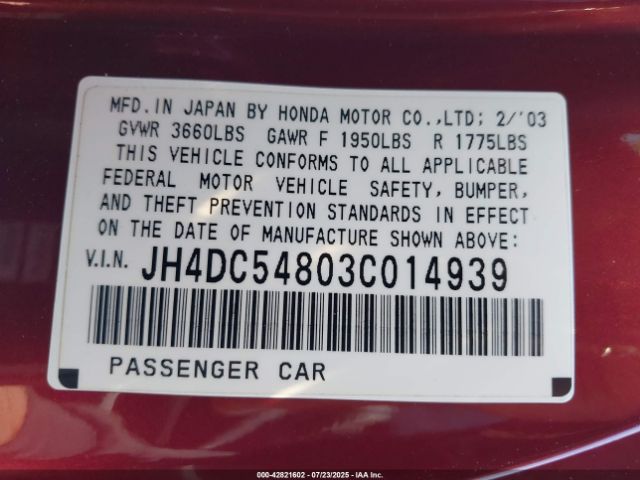 2003 ACURA RSX JH4DC54803C014939 Photo 8