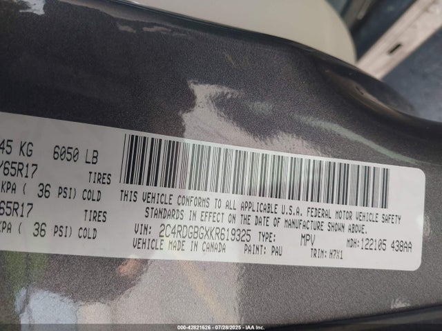 2C4RDGBGXKR619325 Dodge Grand Caravan
