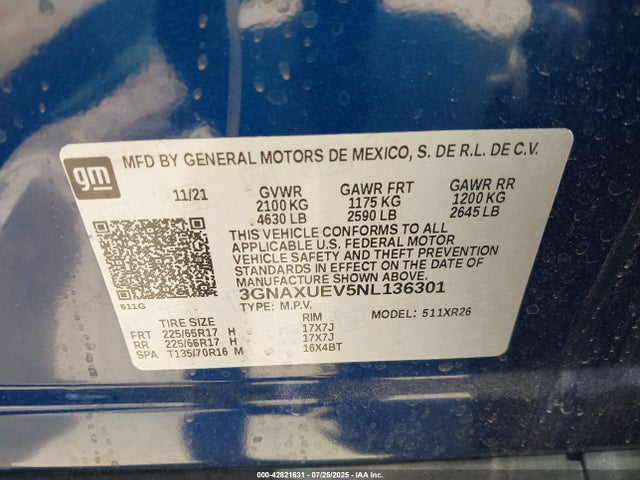 3GNAXUEV5NL136301 Chevrolet lyx