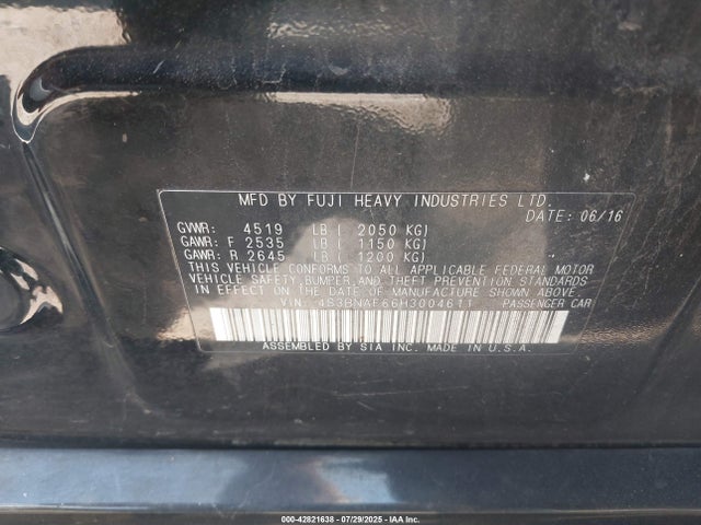 4S3BNAF66H3004611 Subaru u5
