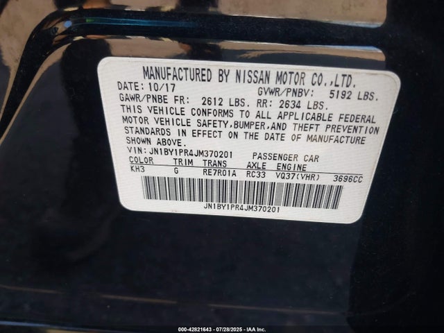JN1BY1PR4JM370201 Infiniti Q70l