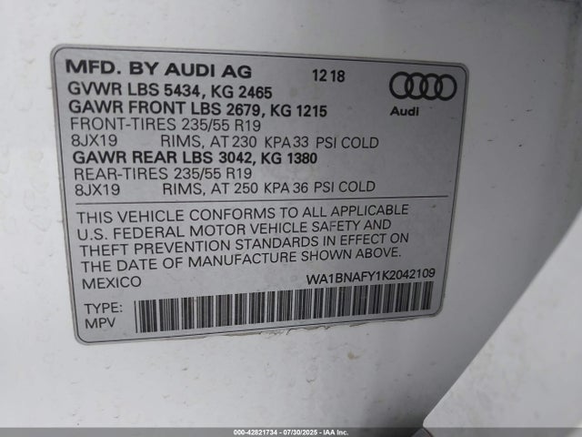 2019 AUDI Q5 WA1BNAFY1K2042109 Photo 8
