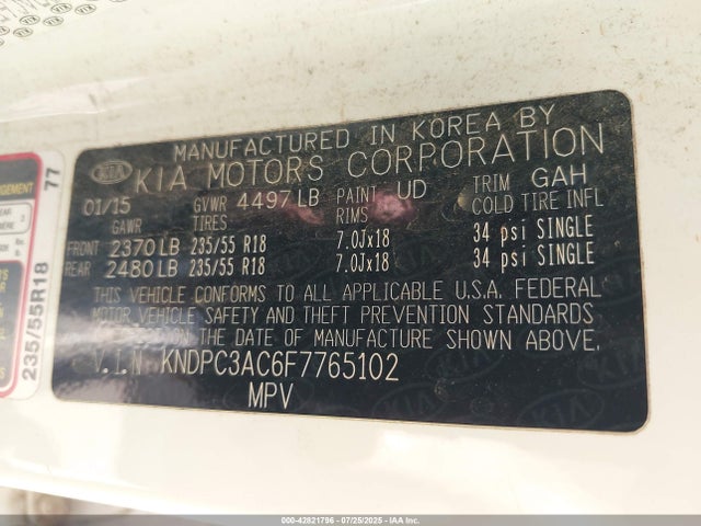 KIA dohc gdi theta ii 2015 KNDPC3AC6F7765102 Image 9