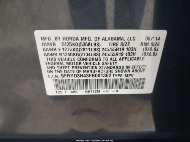 2015 ACURA MDX 5FRYD3H43FB001362 Photo 8