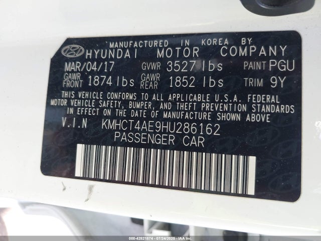 Hyundai 2017 2017 KMHCT4AE9HU286162 Image 9